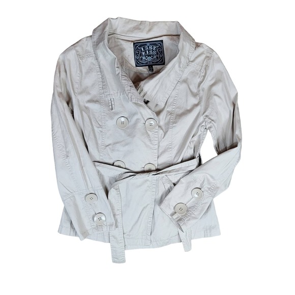 Last Kiss 100% Cotton Double Breasted Jacket Women's SZ L - Picture 2 of 9